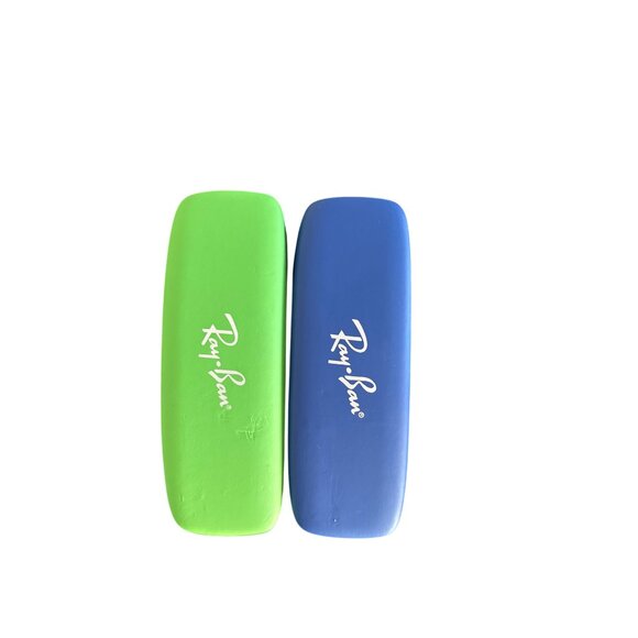 Ray-Ban Green & Blue Soft Eyeglass Cases With Red Velvet Interior - Picture 7 of 7